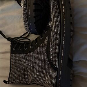 Betsey Johnson Rhinestone Combat Boots - Black